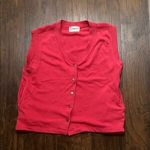 Free People Red Sleeveless Button-Down Shirt
